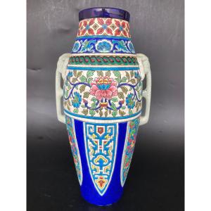 Longwy - Large Orientalist Art Deco Vase